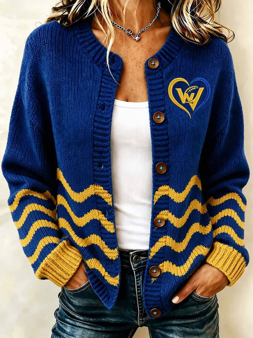 Women's Football Fans Printed Knitted Cardigan Top