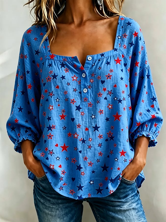 Women's 250th Anniversary  Flower Art  Print Top