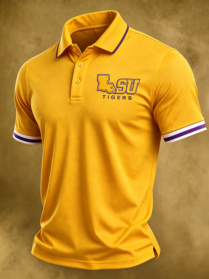 Men's Retro Rugby Collar Polo T-Shirt