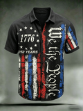 Men'S Casual 250Th Anniversary Commemorative Flag Personalized Printed Lapel Shirt