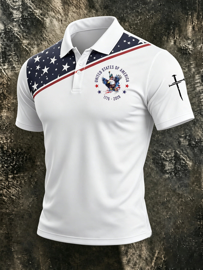 Men'S 250th Anniversary Printed Casual Polo Shirt