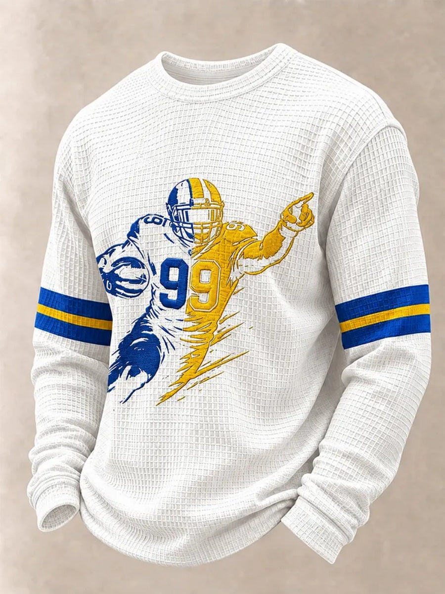 Men'S Football Printed Waffle Sweatshirt