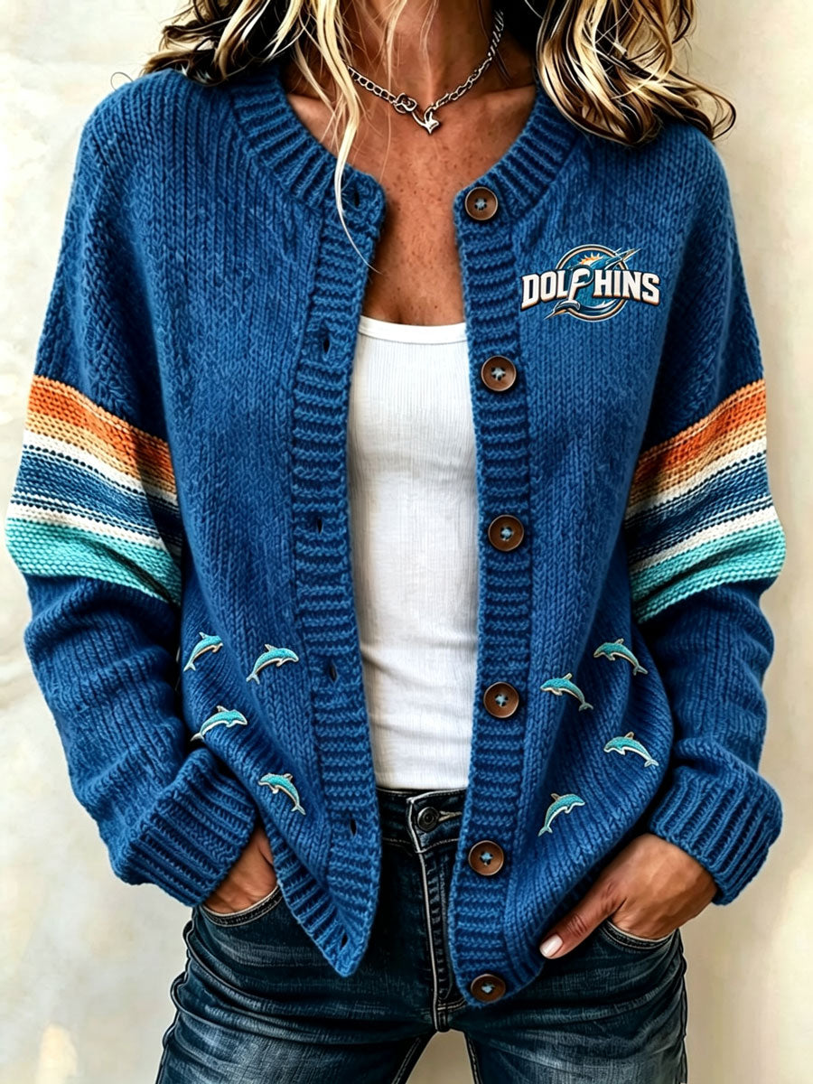 Women'S Casual Football Plant Knitted Cardigan Top