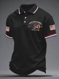 Men'S American Flag Print Casual Polo Shirt