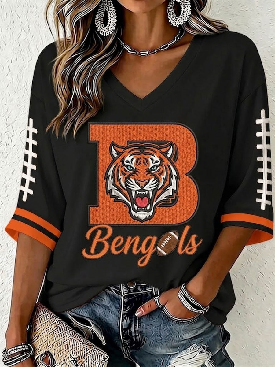 Women'S Football Print Waffle Top