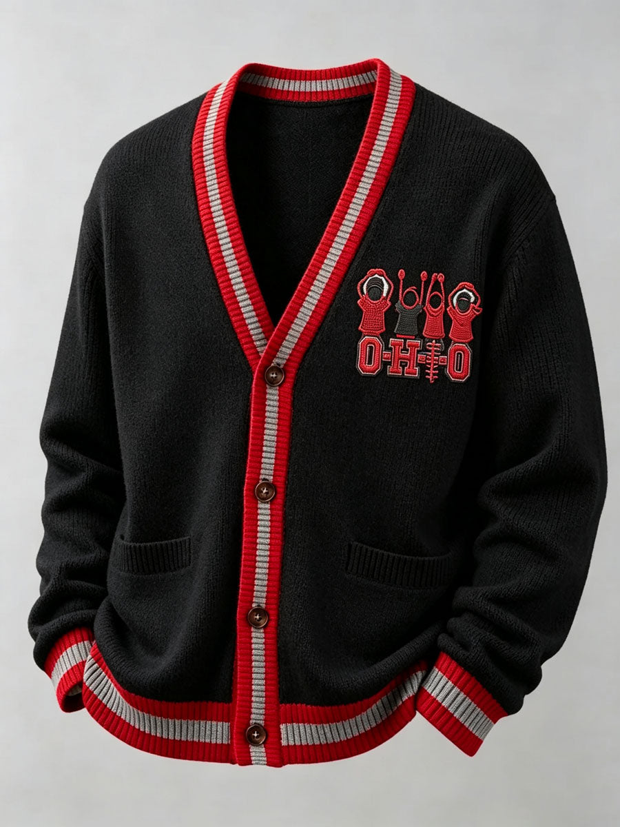 Men'S Casual Football Printed Cardigan
