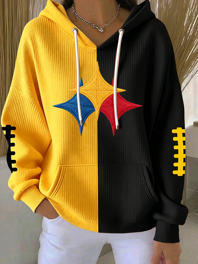Women's Football Print Hooded Sweatshirt