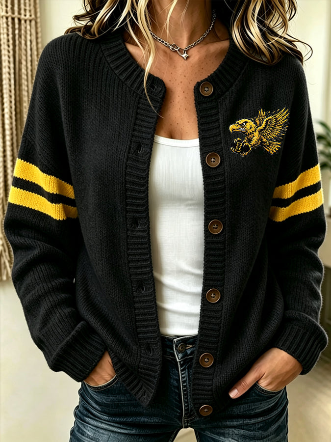 Women's Football Sports Casual Knitted Cardigan