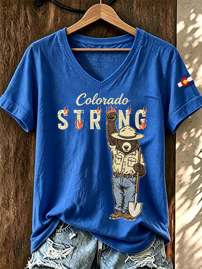 Women'S Colorado Strong Printed V-Neck T-Shirt