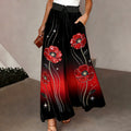 Women's Red Friday Floral Print Casual Wide-Leg Pants
