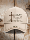 Unisex Mountain Wooden Cross Pray Through It Vintage Baseball Hat