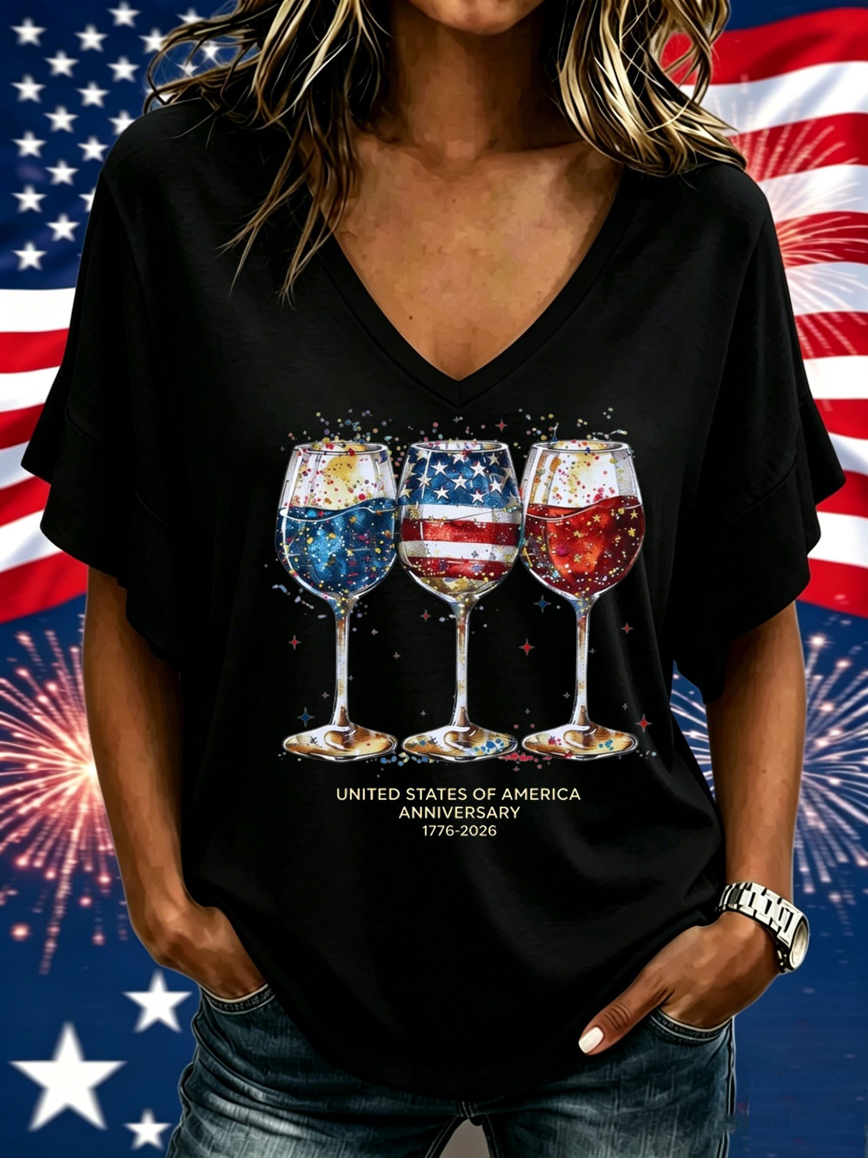 American Flag 250th  Casual T-shirt
