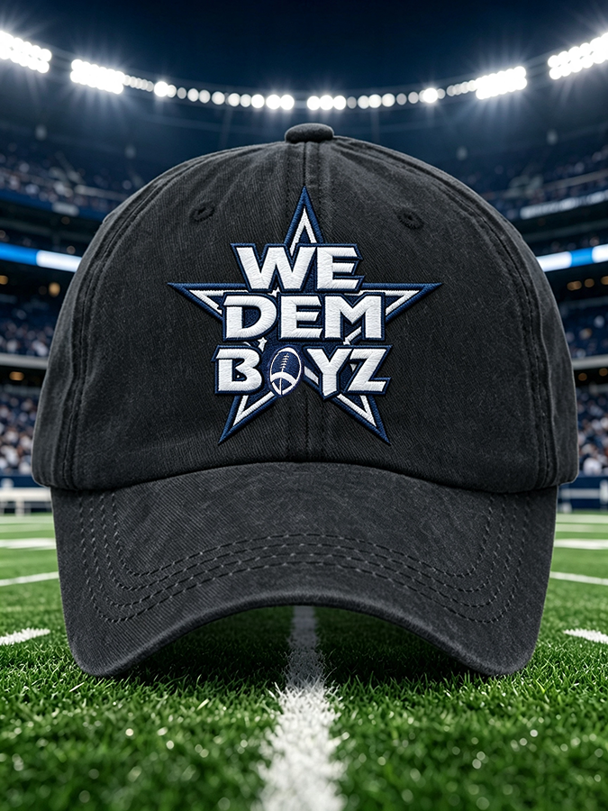 Unisex Football Print Washed Duckbill Cap