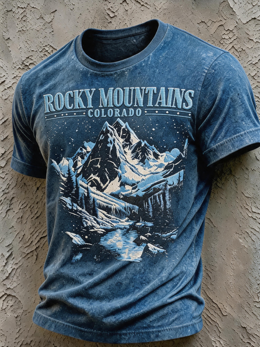 Men'S Colorado Strong Rocky Mountains Print Short Sleeve T-Shirt