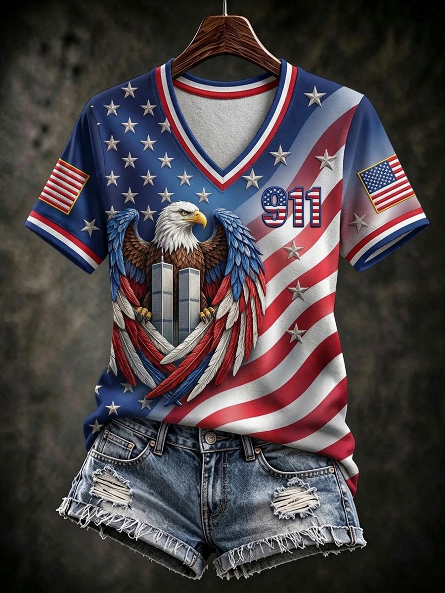Women's 911 Memorial V-Neck Short-Sleeve T-Shirt