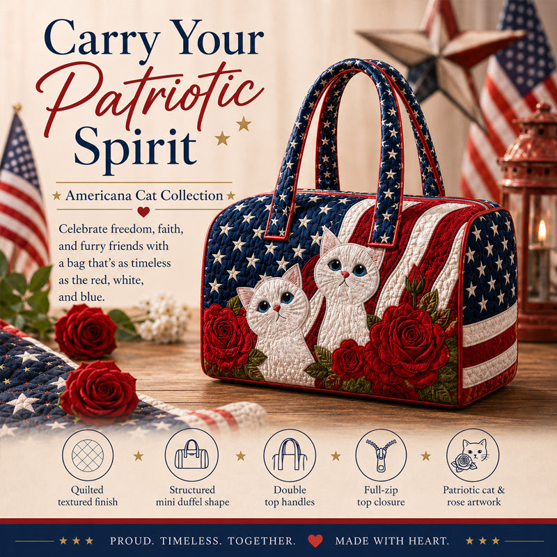 Women's Patriotic-Style Flag Rose  Cats Mini Bag