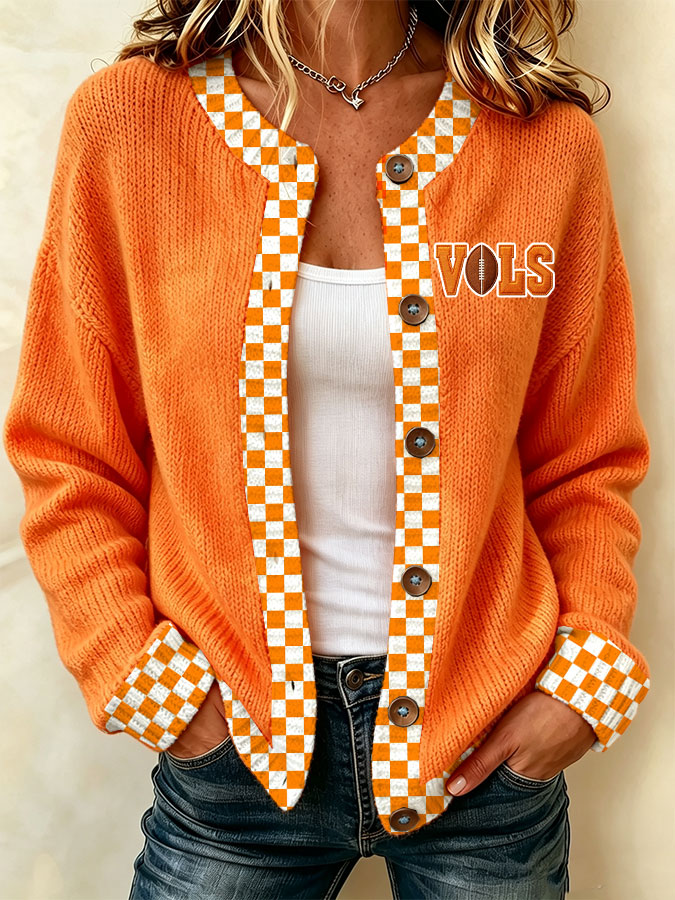 Women'S Casual Football Plant Knitted Cardigan Top