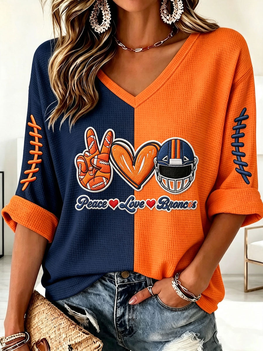 Women'S Football  Print Waffle  Top