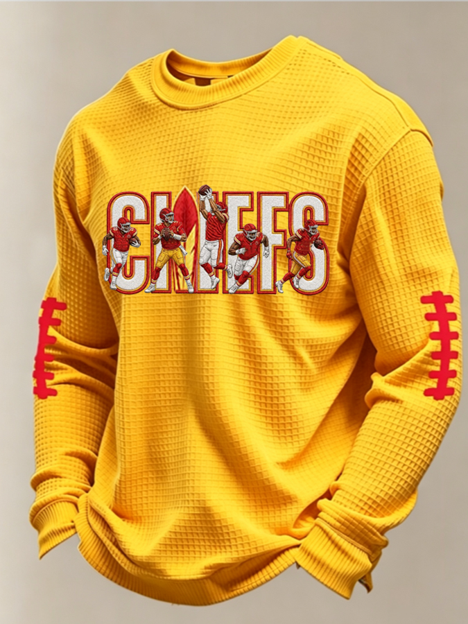 Men'S Football Printed Waffle T-Shirt