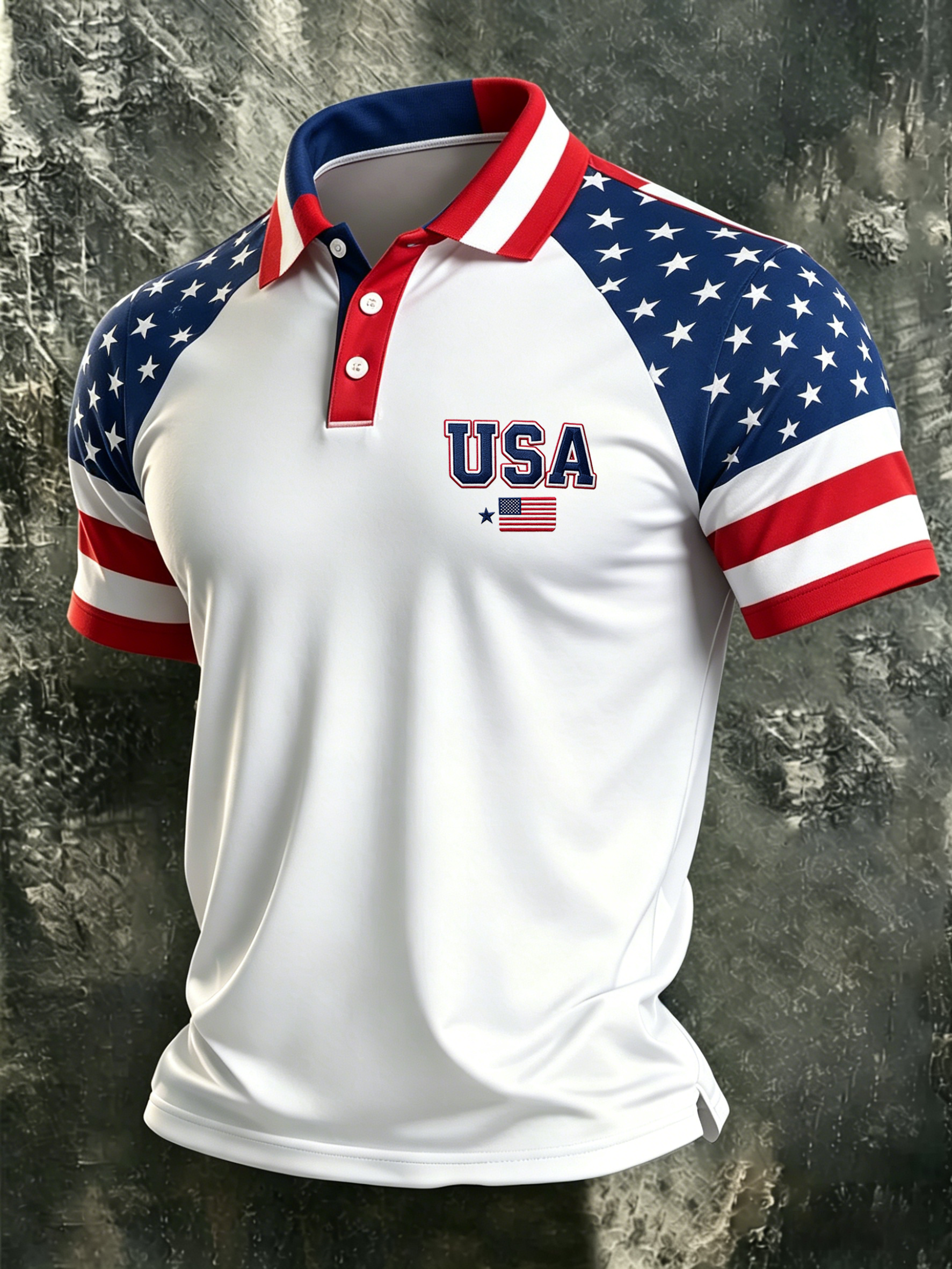 Men'S Casual 250Th Anniversary Celebration Of The Founding Of The United States, Geometric Personalized Printed Polo Shirt