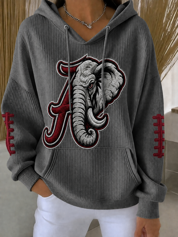 Women'S Football Printed Hooded Sweatshirt