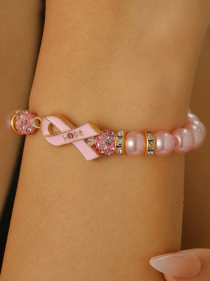 Breast Cancer Awareness Pink Ribbon Promotion (Bracelet 5+Necklace 1) Set Bracelet Jewelry