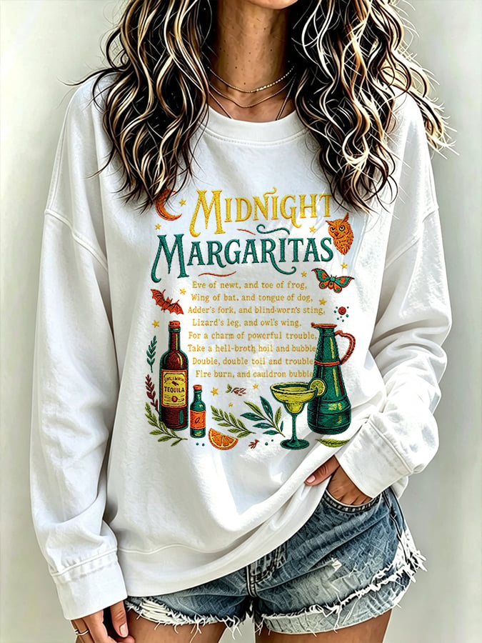Women's Always Throw Spilled Salt Over Your Left Shoulder Print Casual Sweatshirt