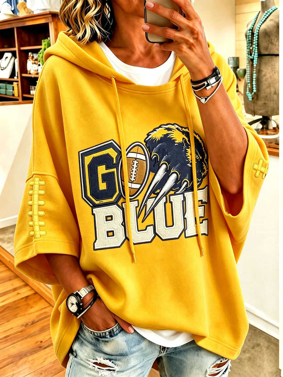 Women'S Retro Rugby Printed Hoodie
