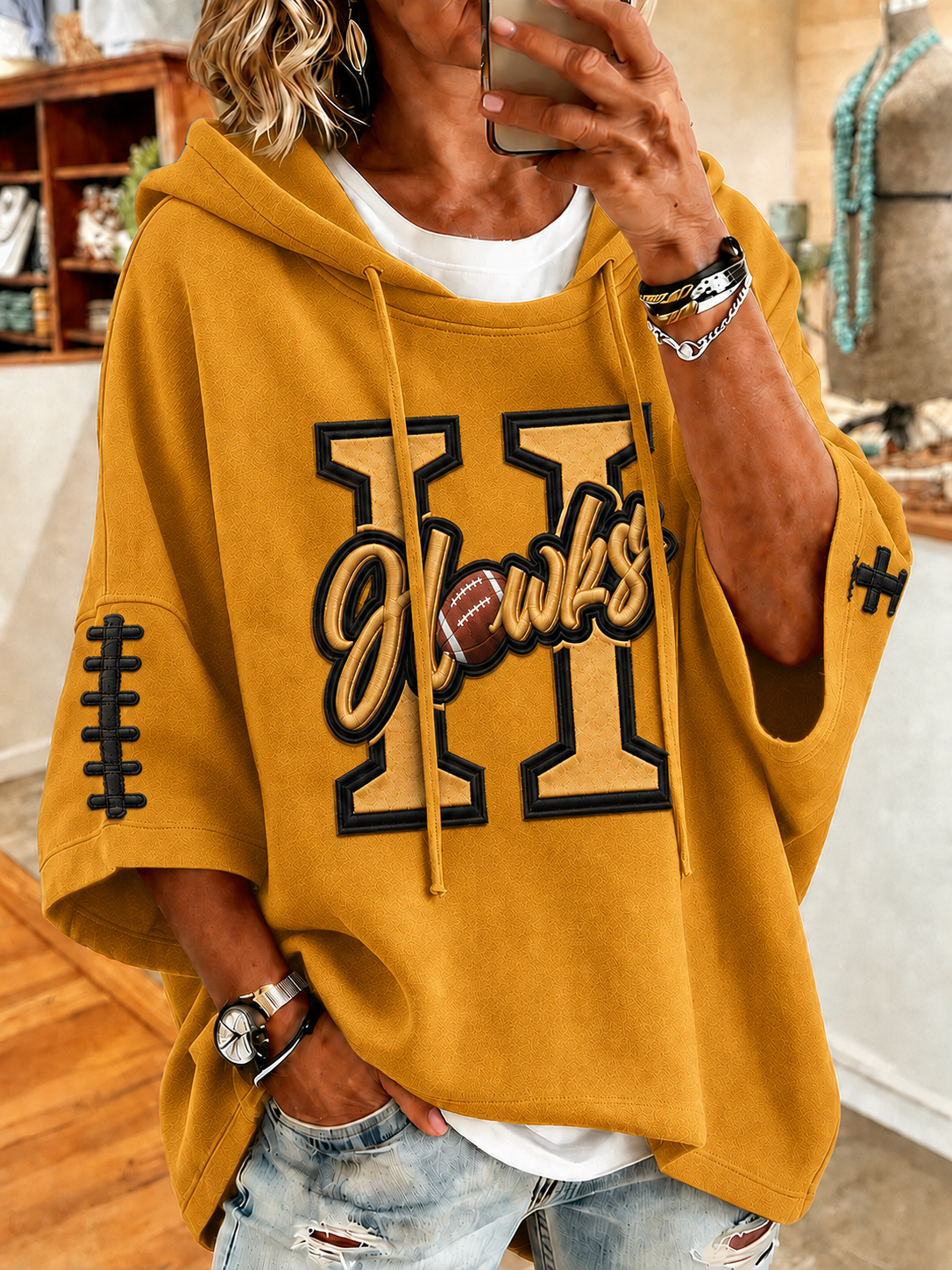 Women’S Football Fans Print Hoodie