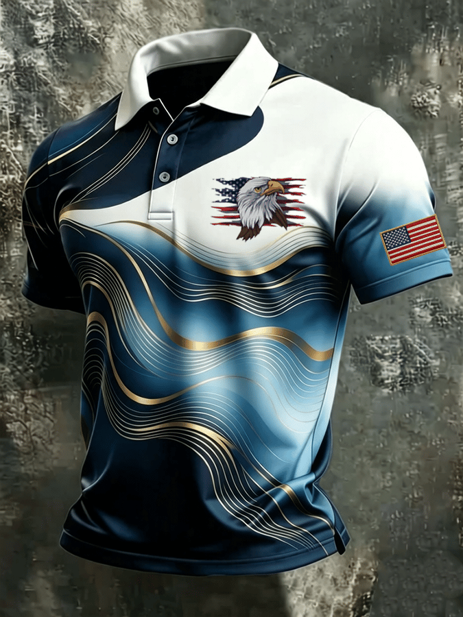 Men'S Independence Day Print Casual Polo Shirt