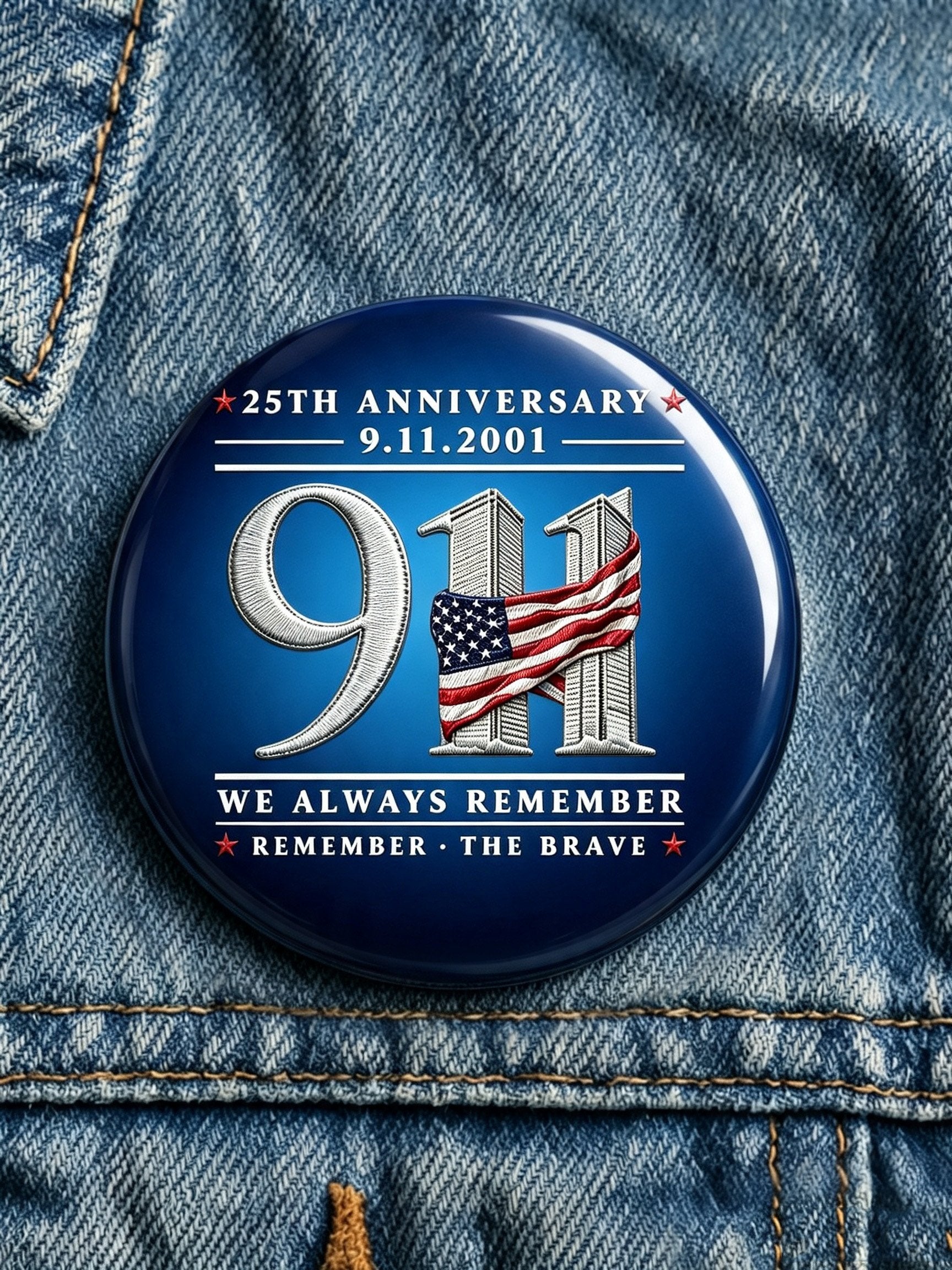 9/11 Memorial Printed Brooch