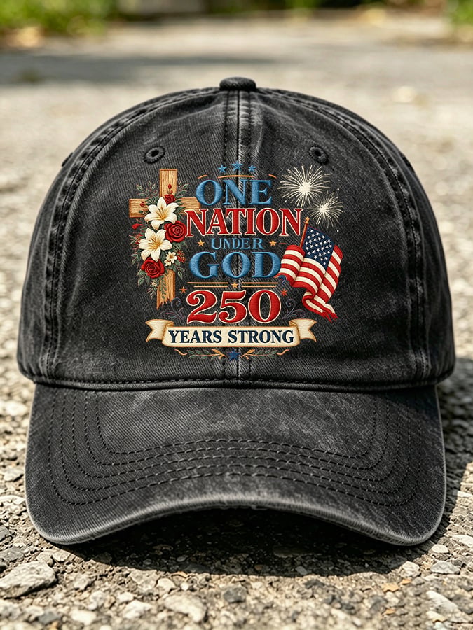 Unisex America 250 Years Strong One Nation Under God rinted Hat