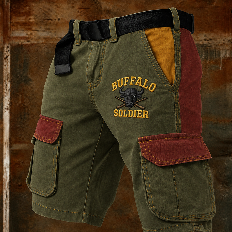 Men's "Buffalo Soldier" Summer Casual Cargo Shorts