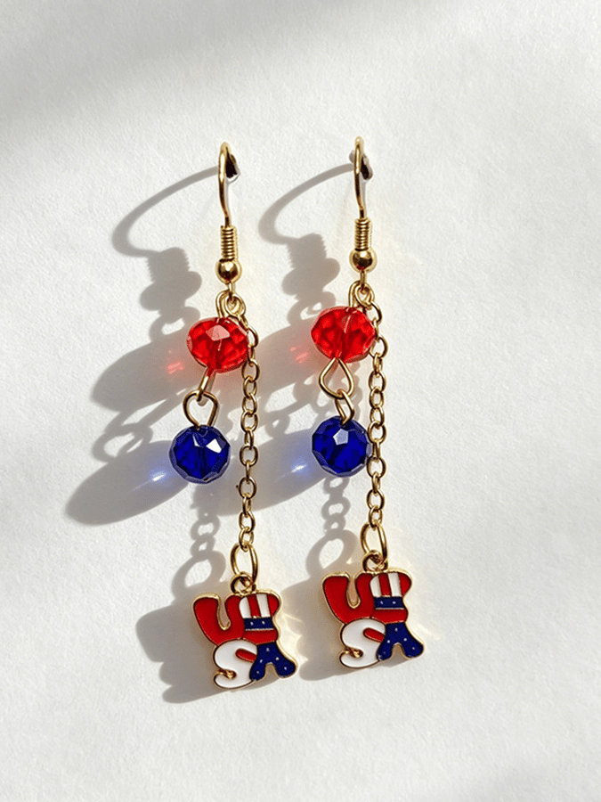 U.S. 250th Anniversary Retro Red, White, And Blue Cross Earrings