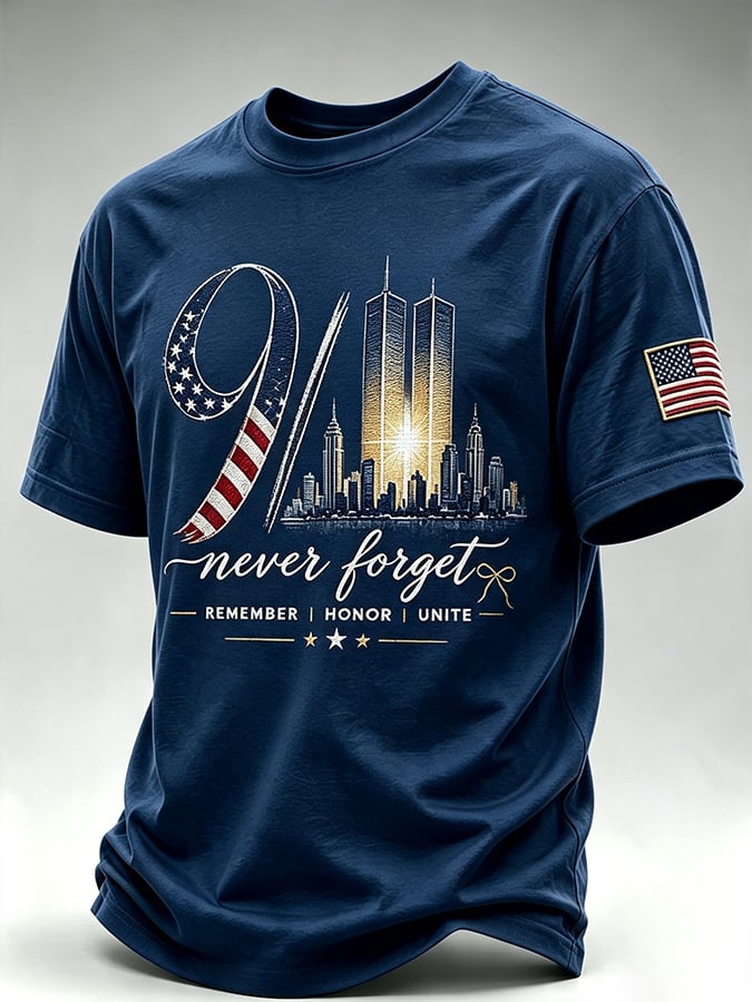Men's 9.11 Never Forget Print Casual T-shirt