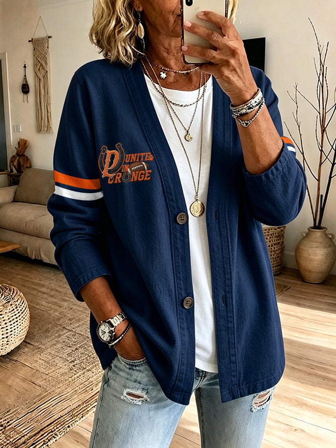 Women'S Football Printed Cardigan