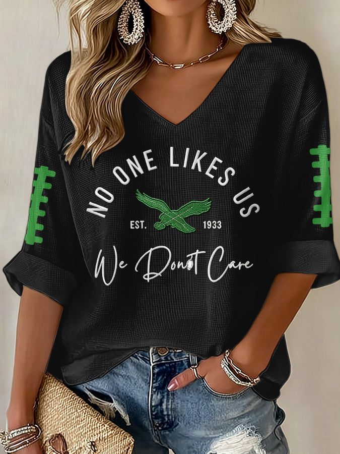 Women'S Football  Print Waffle  Top