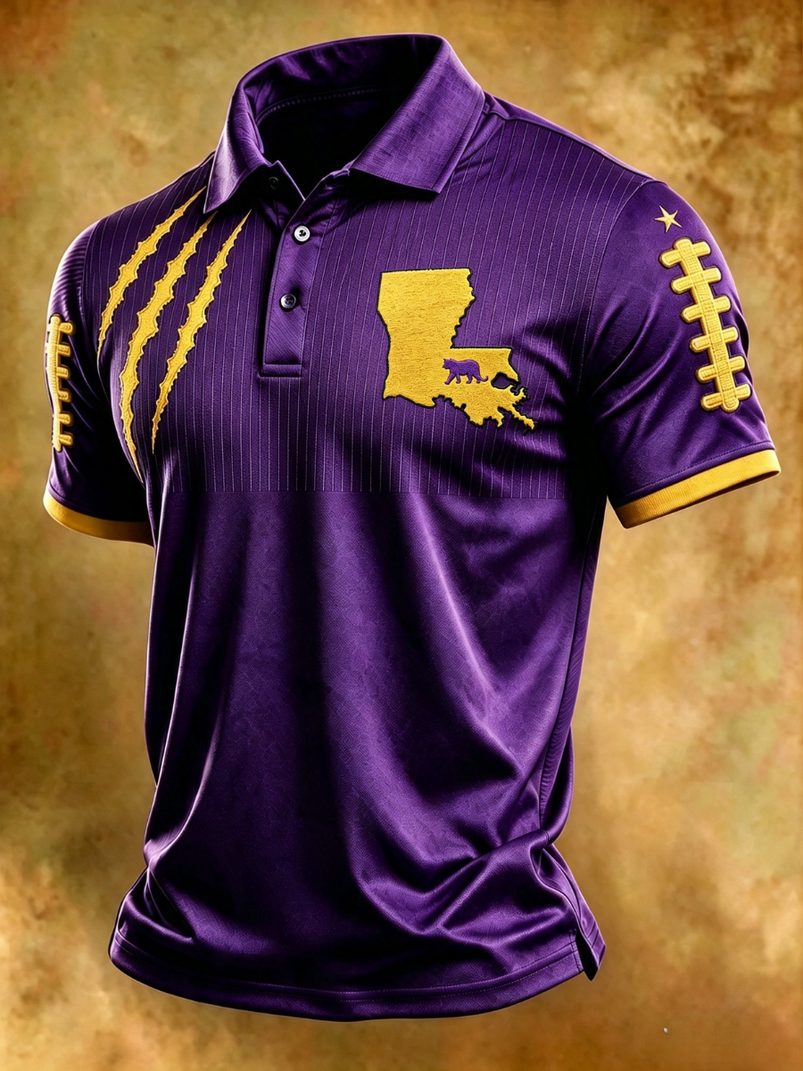 Men's Retro Rugby Collar Polo T-Shirt