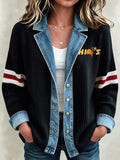 Women'S Retro Football Printed Jacket