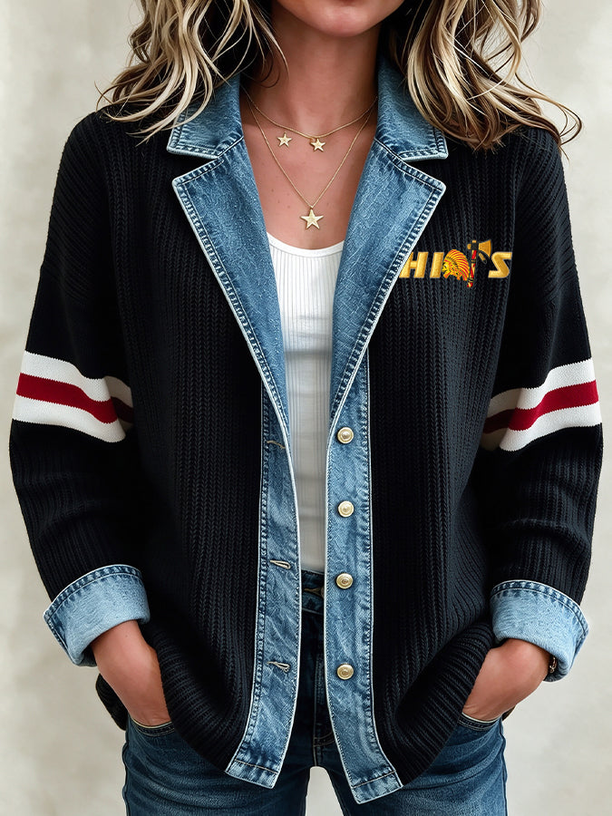 Women'S Retro Football Printed Jacket