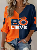 Women'S Football Print Waffle  Top