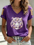 Women's Football Print V-Neck T-Shirt