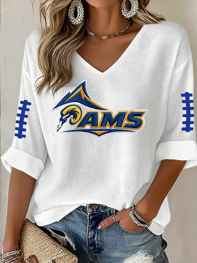 Women'S Football Print Waffle Top