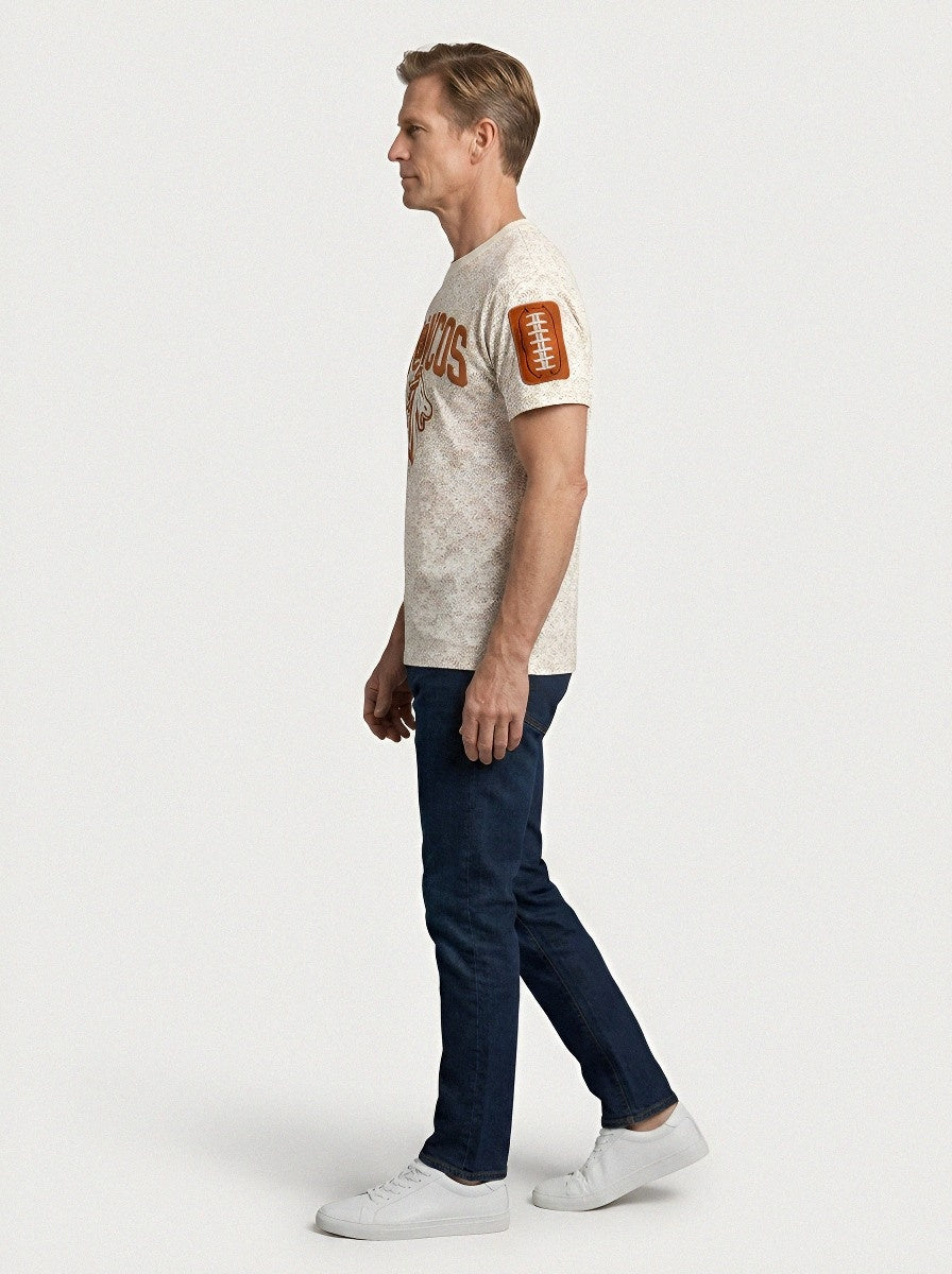 Men's Denver Broncos Football Logo Scallop Pattern Printed T-shirt