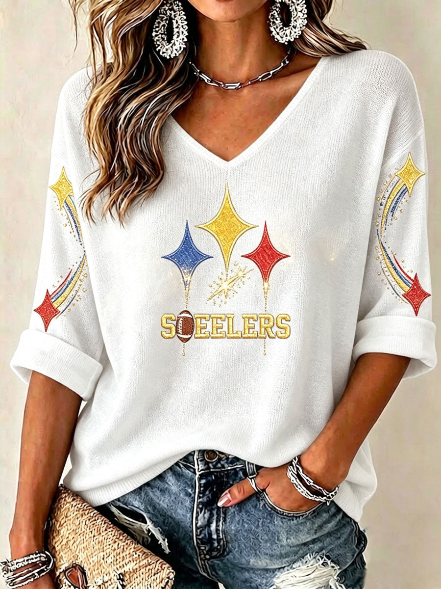 Women'S Football Print Waffle Top