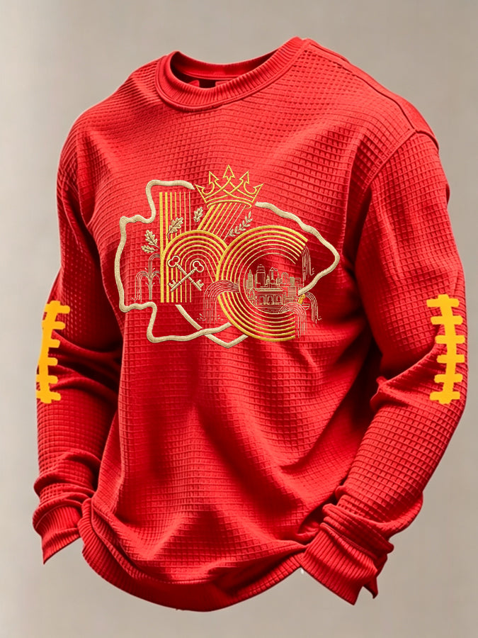 Men'S Football Printed Waffle T-Shirt