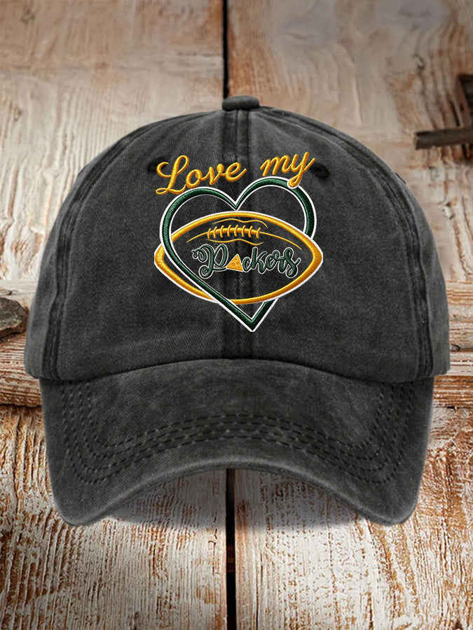 Unisex Football Washed Vintage Printed Baseball Cap