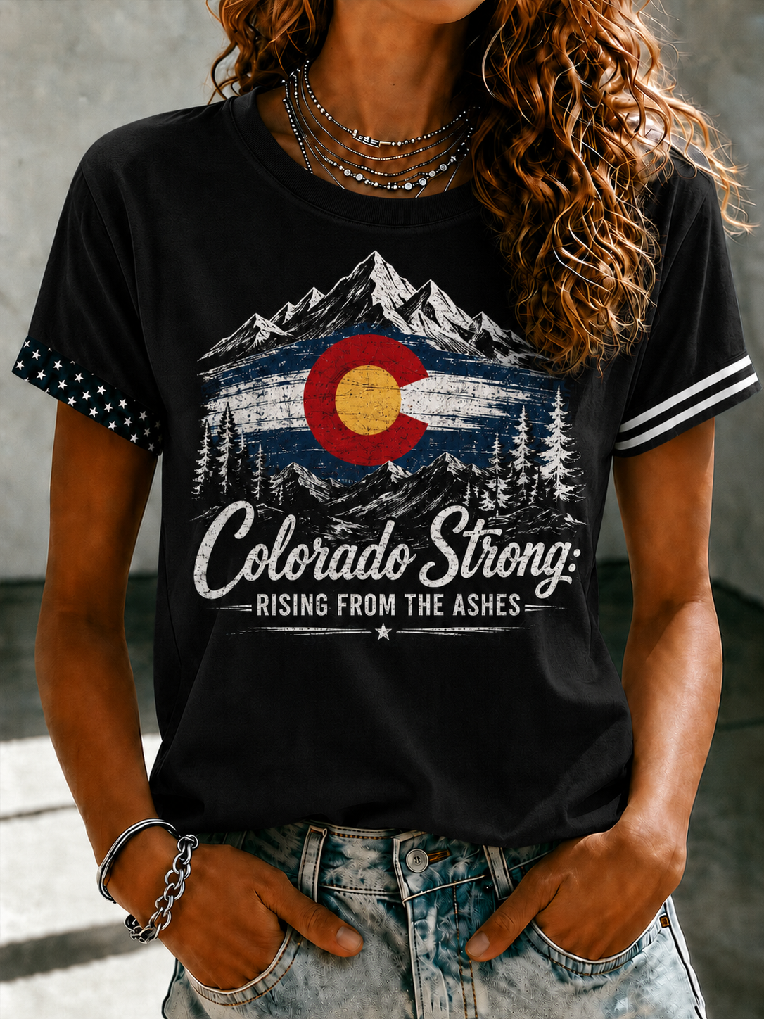 Women'S Colorado Strong: Rising From The Ashesn Printed T-Shirt