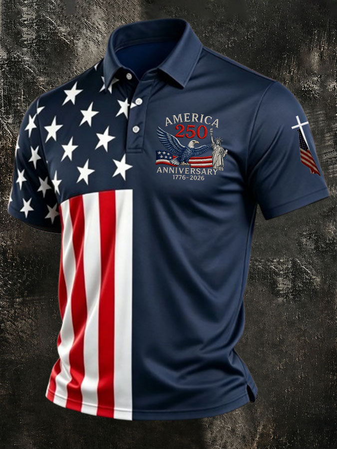 Men's The United States Of America Print Casual Polo Shirt