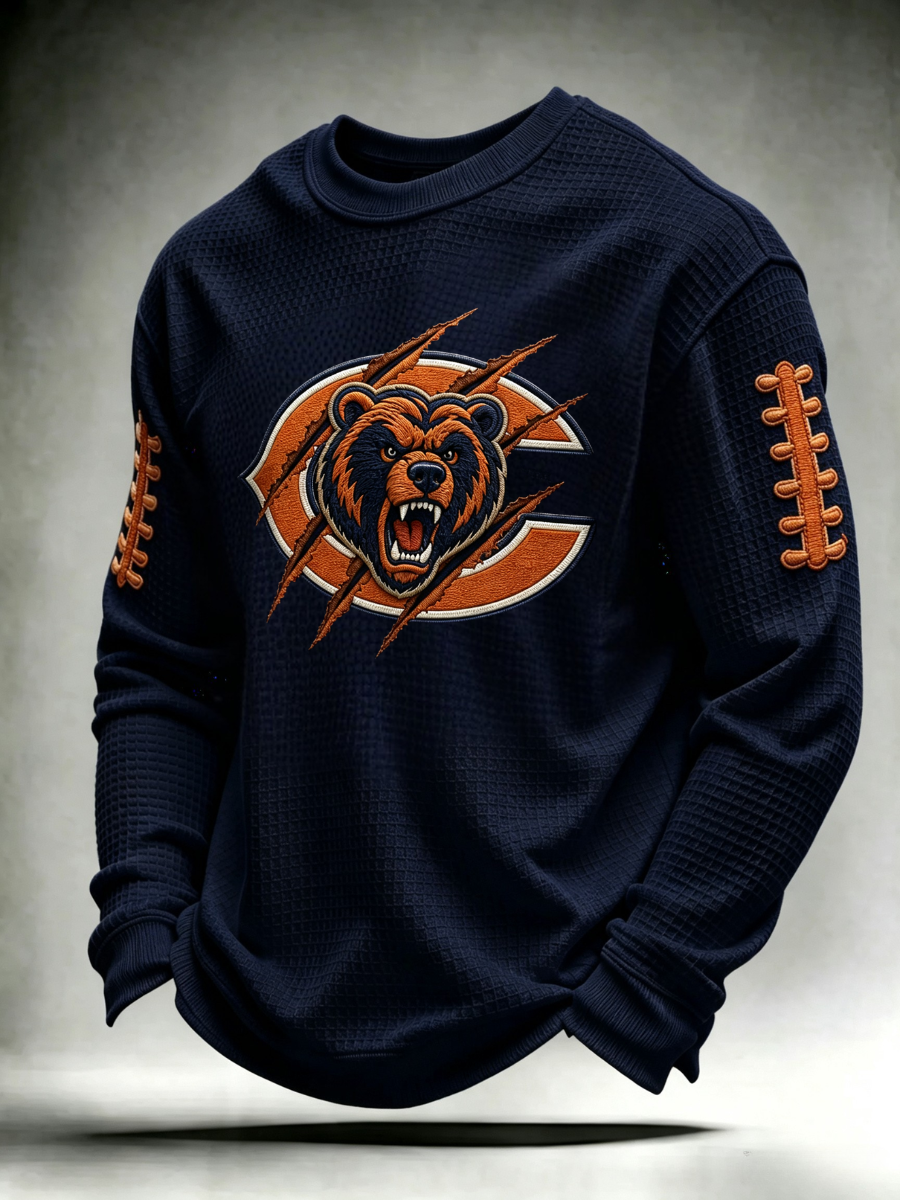 Men'S Football Printed Waffle Sweatshirt
